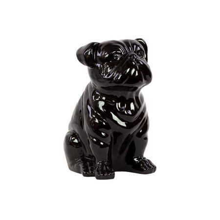 URBAN TRENDS COLLECTION Urban Trends Collection 46649 Ceramic Sitting British Bulldog Figurine; Black 46649